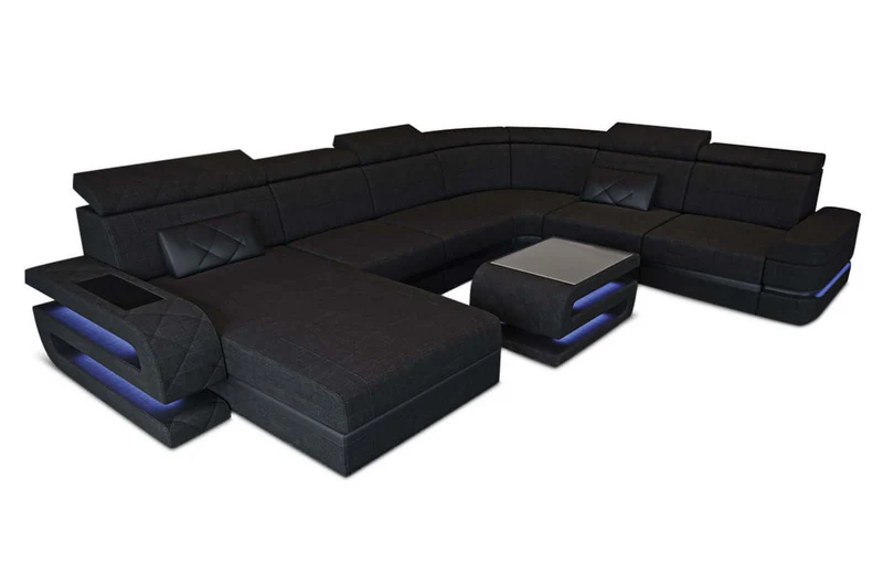 Wohnlandschaft Bologna XXL U-Form in Stoff