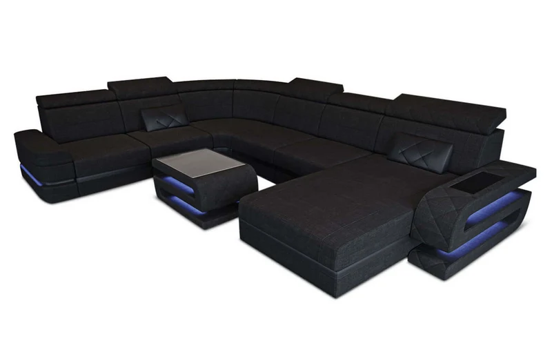 Wohnlandschaft Bologna XXL U-Form in Stoff