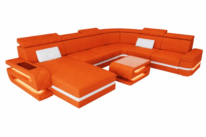 Wohnlandschaft Bologna XXL U-Form in Stoff
