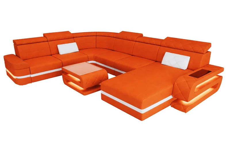 Wohnlandschaft Bologna XXL U-Form in Stoff