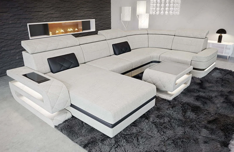 Couchlandschaft Bologna U-Form in Stoff