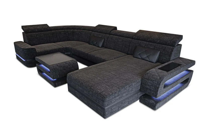 Couchlandschaft Bologna U-Form in Stoff