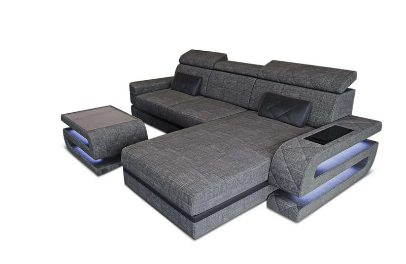 Ecksofa Bologna L-Form aus Stoff