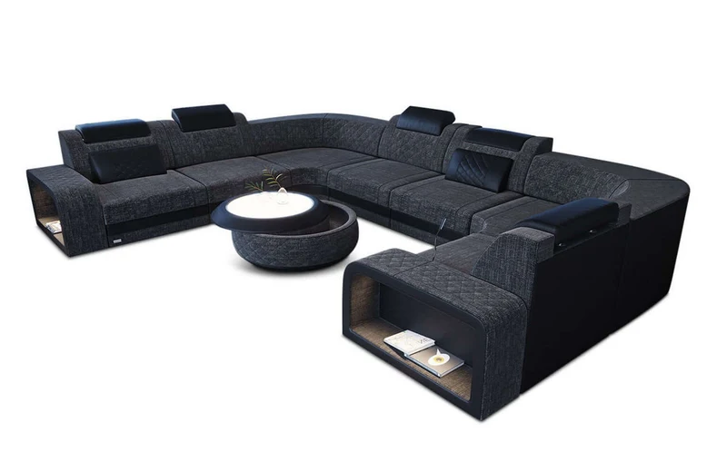 Stoff Wohnlandschaft Foggia U-Form