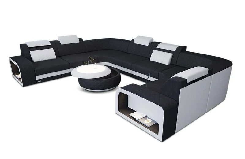 Stoff Wohnlandschaft Foggia U-Form