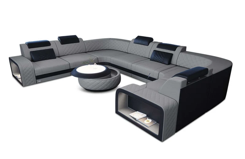 Stoff Wohnlandschaft Foggia U-Form