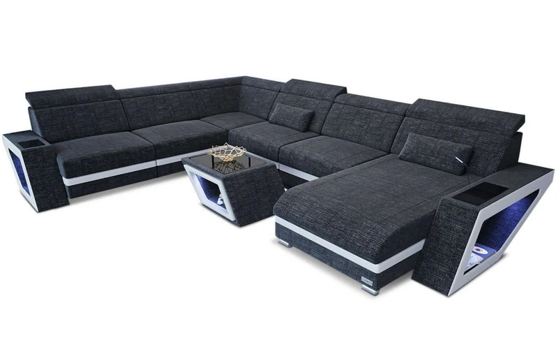 Wohnlandschaft Catania XXL U-Form in Stoff