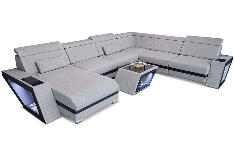 Wohnlandschaft Catania XXL U-Form in Stoff
