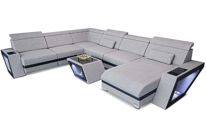 Wohnlandschaft Catania XXL U-Form in Stoff