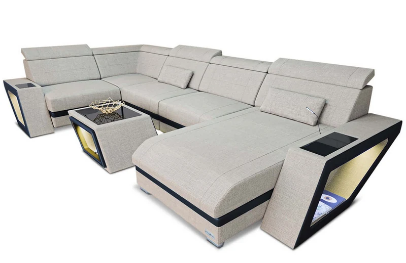 Stoff Wohnlandschaft Catania U-Form