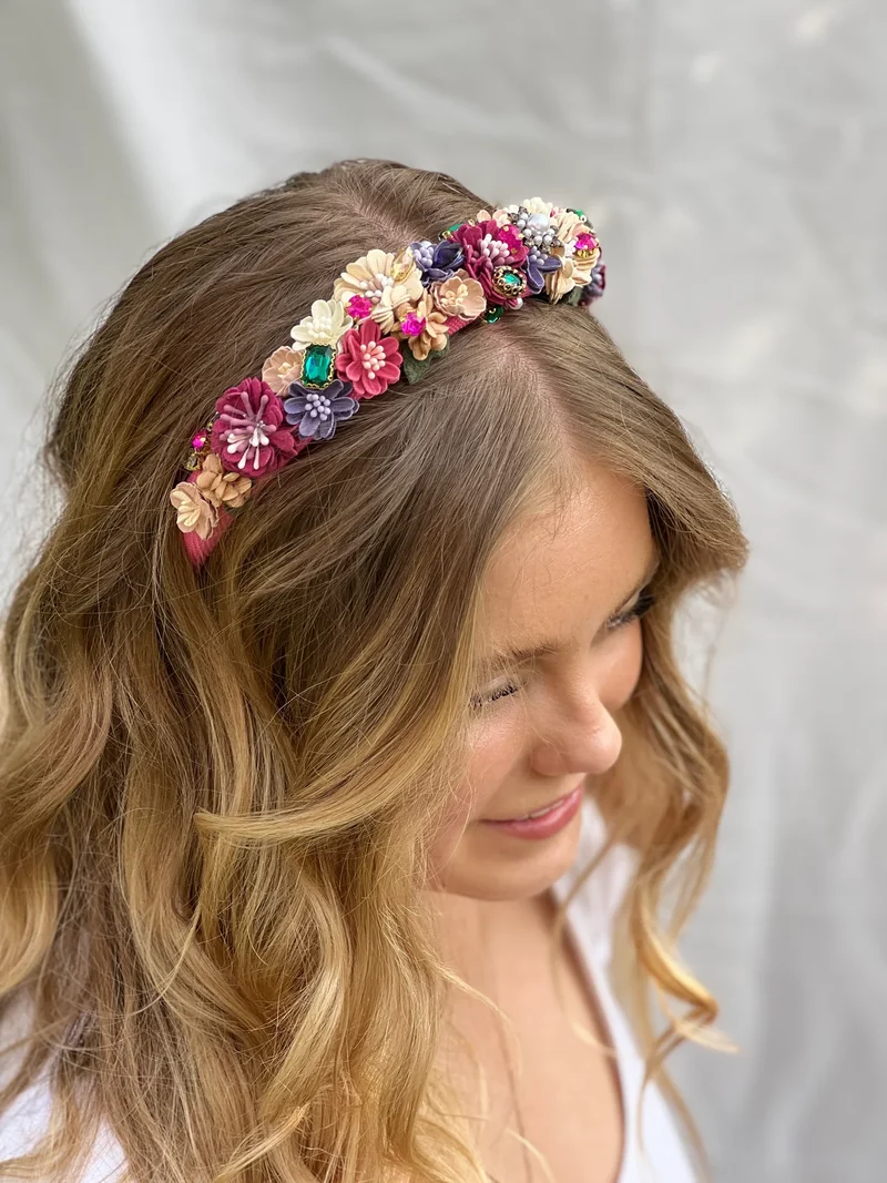 edler Blumen Haarreifen in pink