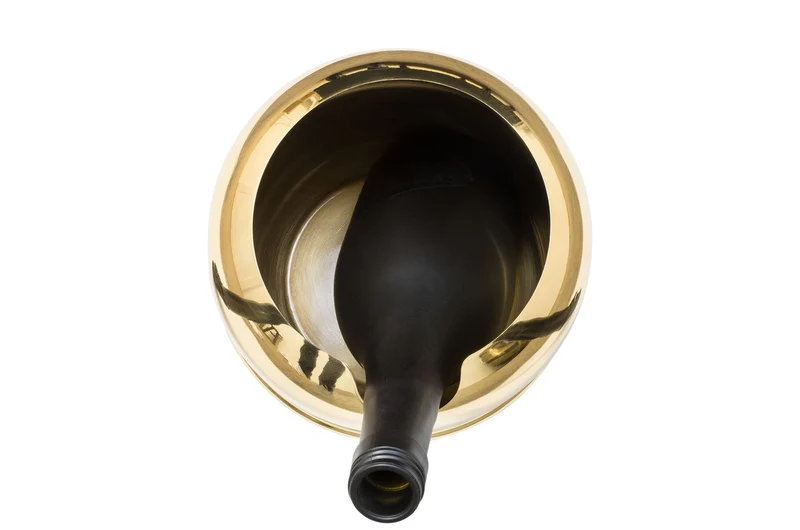 Casa Padrino Luxus Deko Objekt Gold Ø 18 x H. 21,2 cm - Weinkühler aus massivem poliertem Messing - Luxus Deko Accessoires