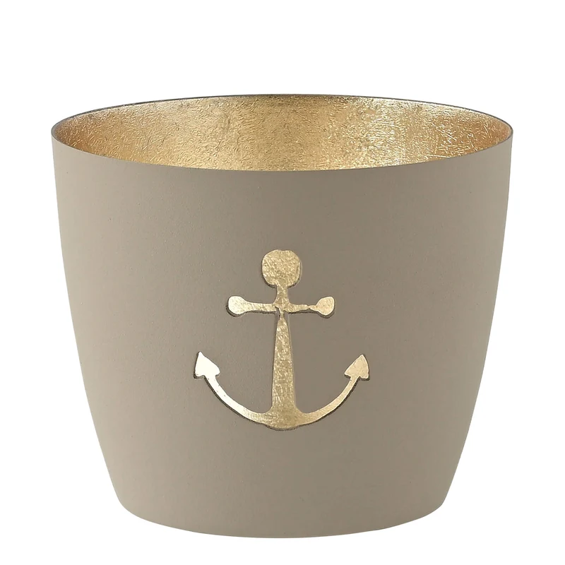 Windlicht Madras Anker sandstone-goldfarben mittel
