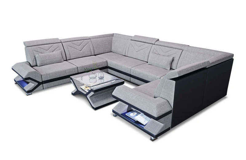 Wohnlandschaft Sorrento U-Form aus Stoff