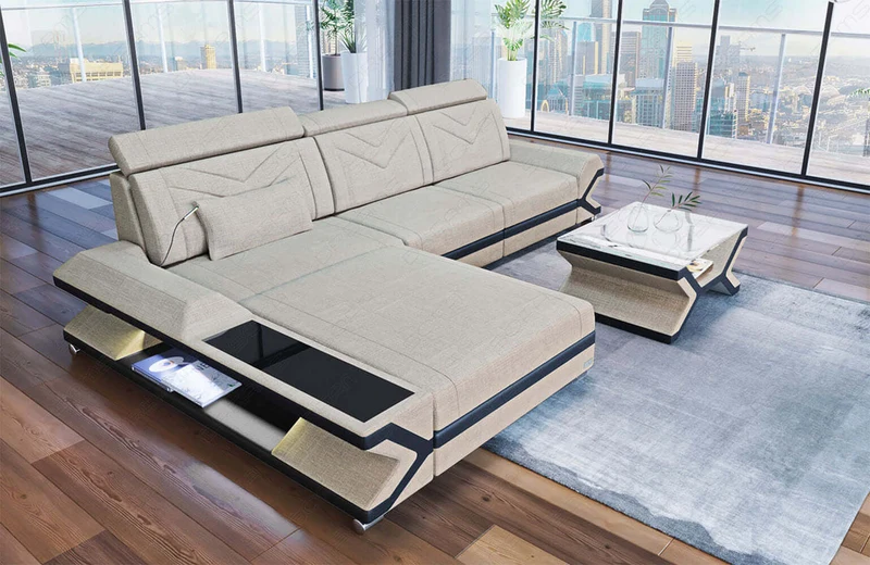 Couch Napoli L-Form in Stoff