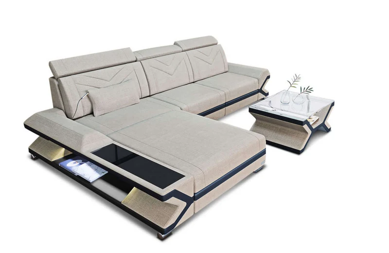 Couch Napoli L-Form in Stoff