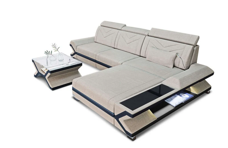 Couch Napoli L-Form in Stoff