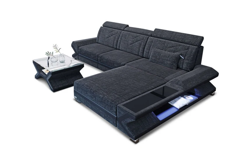 Couch Napoli L-Form in Stoff