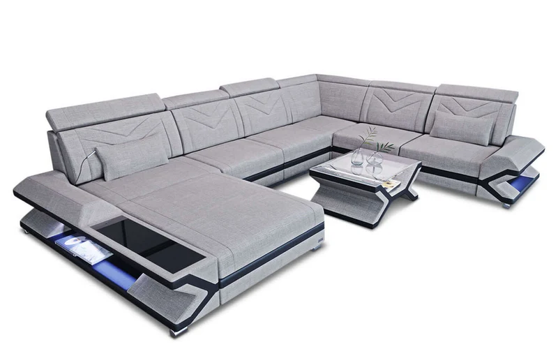 XXL Wohnlandschaft Napoli U-Form aus Stoff