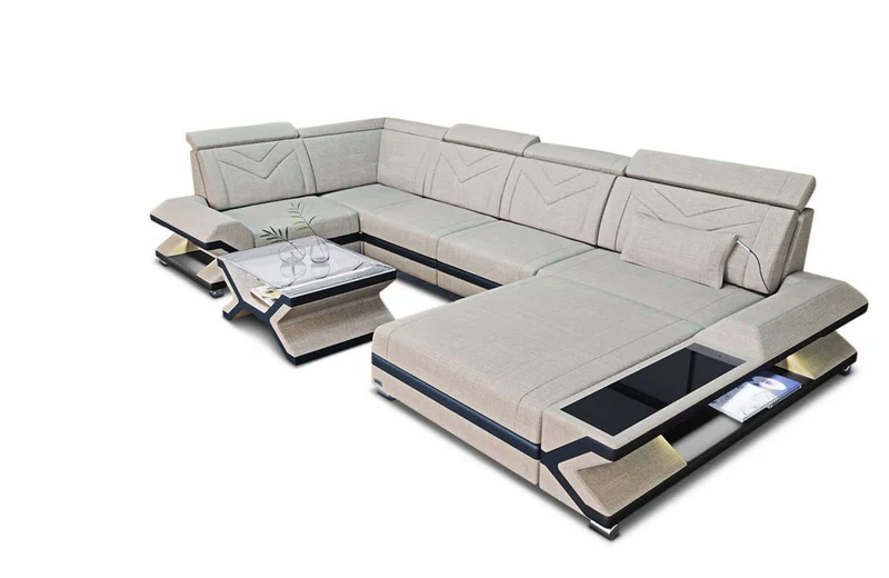 Stoff Wohnlandschaft Napoli U-Form
