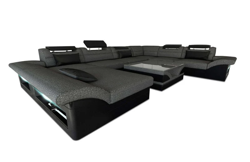 XXL Wohnlandschaft Enzo U-Form in Stoff
