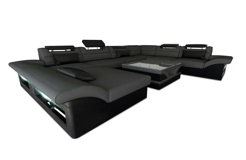 XXL Wohnlandschaft Enzo U-Form in Stoff
