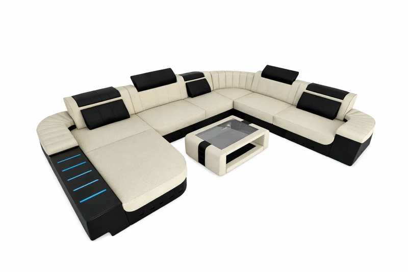 XXL Stoff Wohnlandschaft Bellagio U-Form