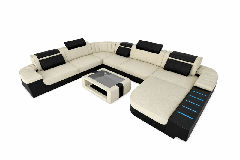 XXL Stoff Wohnlandschaft Bellagio U-Form