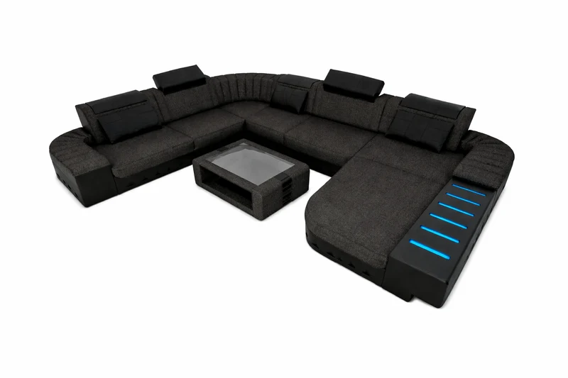 XXL Stoff Wohnlandschaft Bellagio U-Form