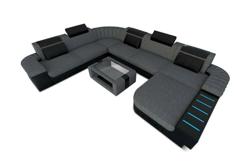 XXL Stoff Wohnlandschaft Bellagio U-Form