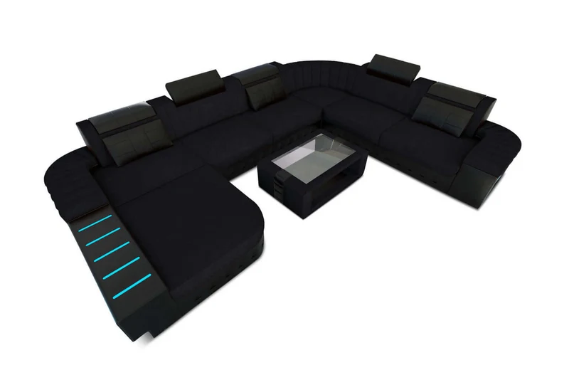 XXL Stoff Wohnlandschaft Bellagio U-Form