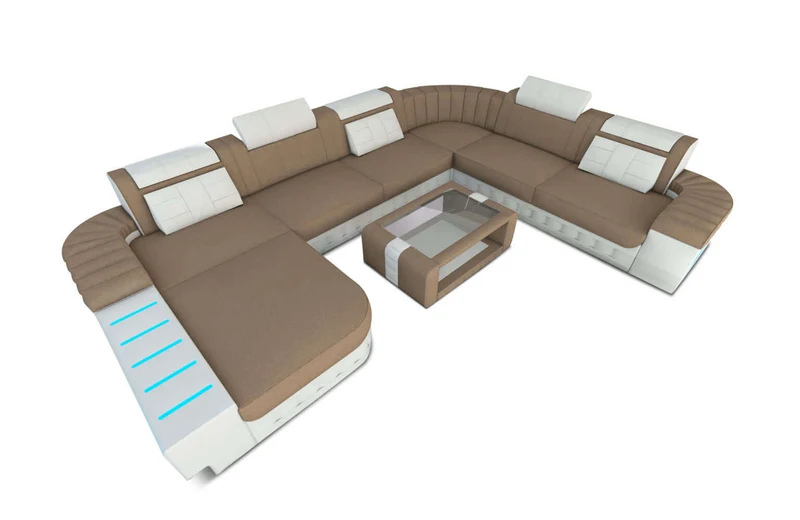 XXL Stoff Wohnlandschaft Bellagio U-Form