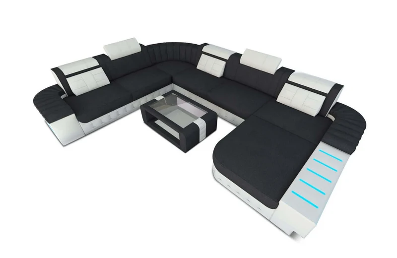 XXL Stoff Wohnlandschaft Bellagio U-Form
