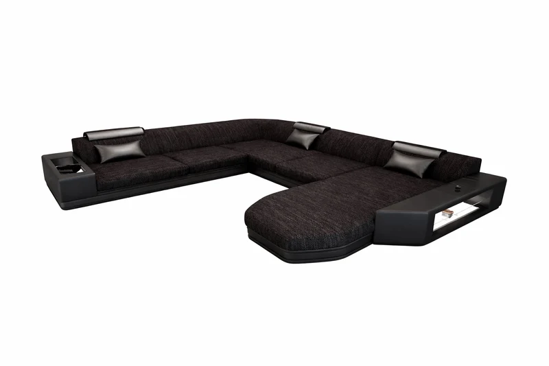 Wohnlandschaft Prato XXL U-Form in Stoff