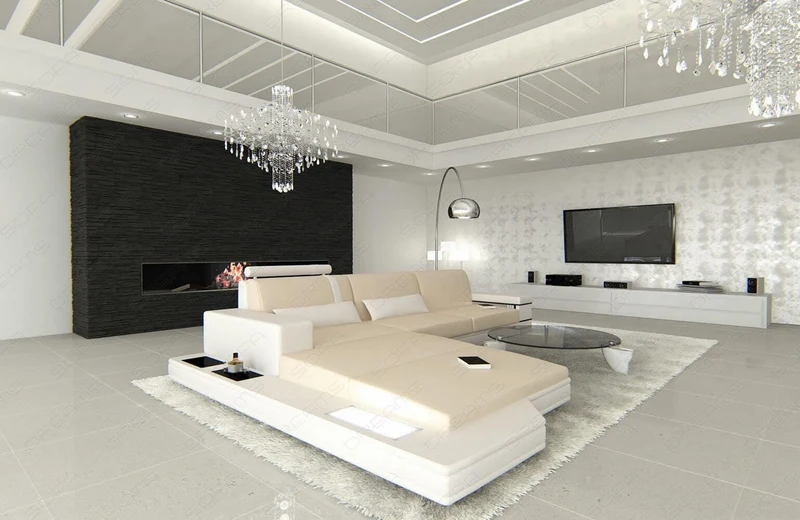 Couch Messana L-Form in Stoff