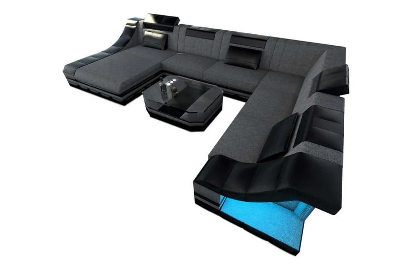 XXL Stoff Wohnlandschaft Turino U-Form