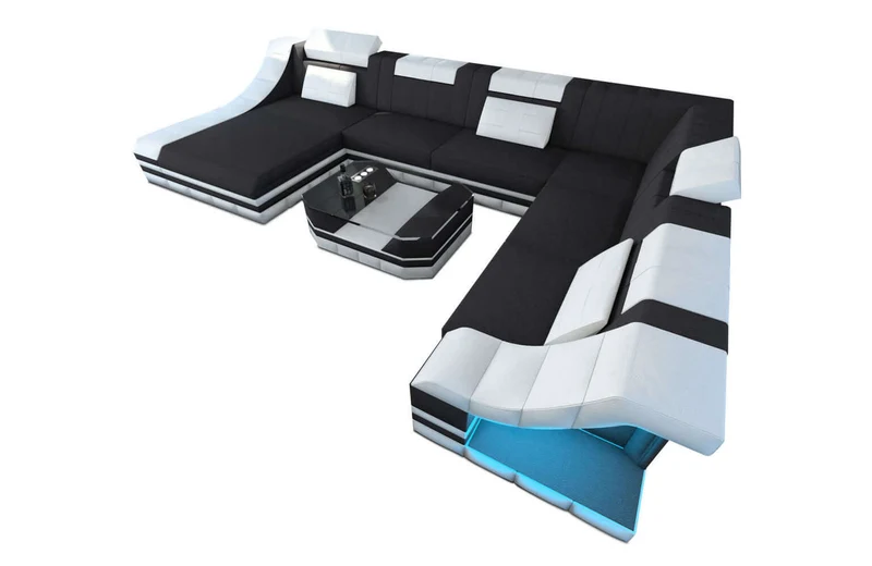 XXL Stoff Wohnlandschaft Turino U-Form