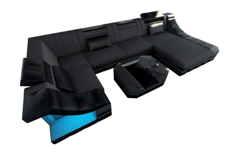 Wohnlandschaft Turino U-Form aus Stoff