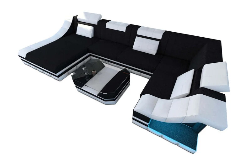Wohnlandschaft Turino U-Form aus Stoff