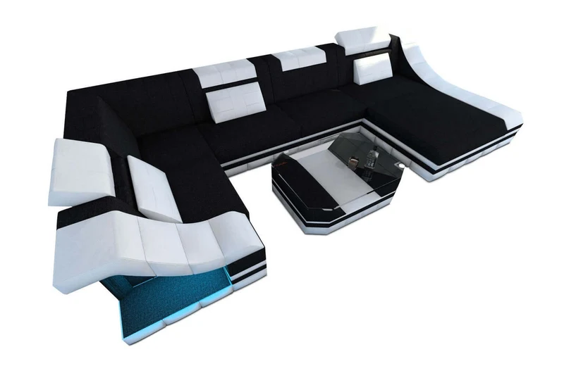 Wohnlandschaft Turino U-Form aus Stoff