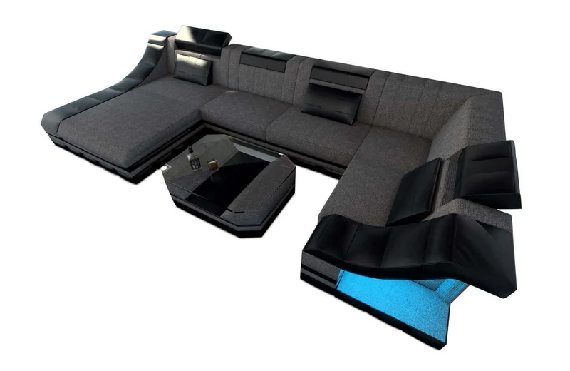 Wohnlandschaft Turino U-Form aus Stoff