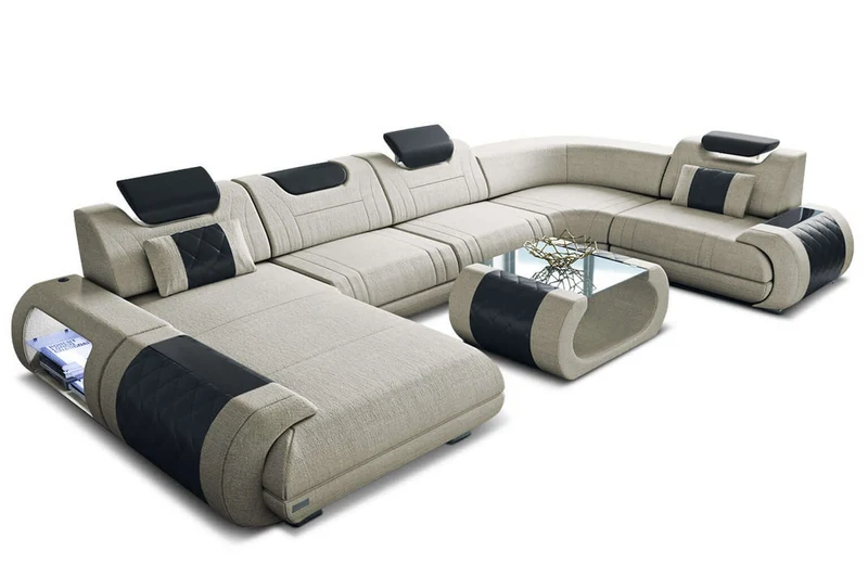 Wohnlandschaft Rimini U-Form aus Stoff