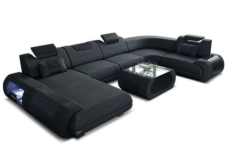 Wohnlandschaft Rimini U-Form aus Stoff