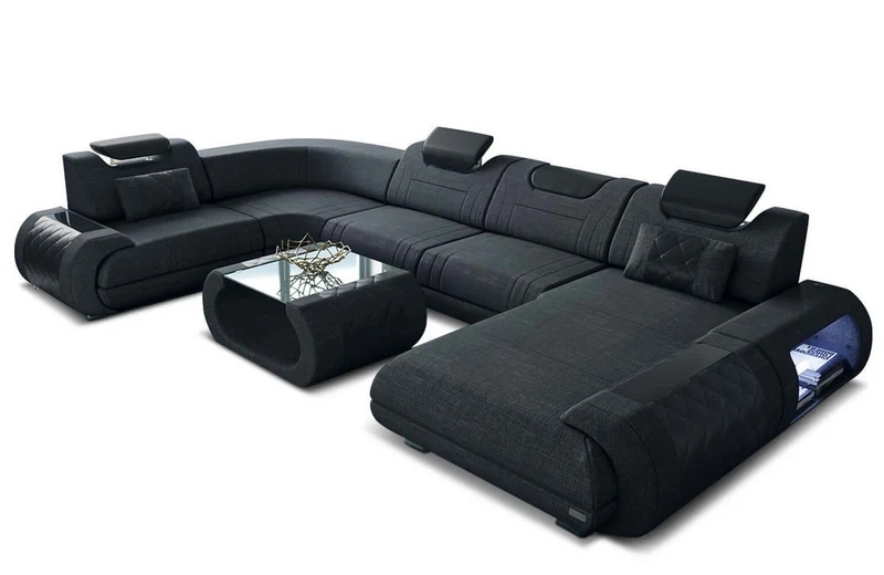 Wohnlandschaft Rimini U-Form aus Stoff
