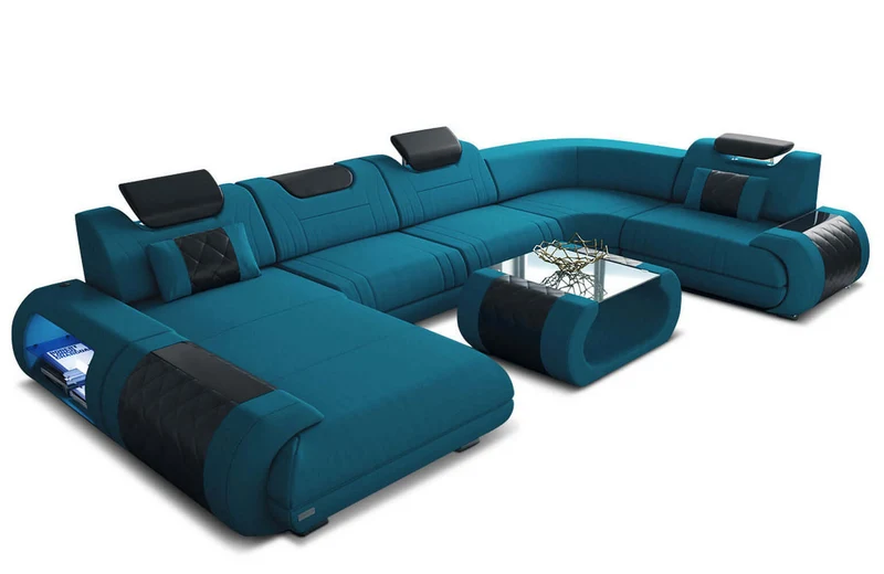Wohnlandschaft Rimini U-Form aus Stoff