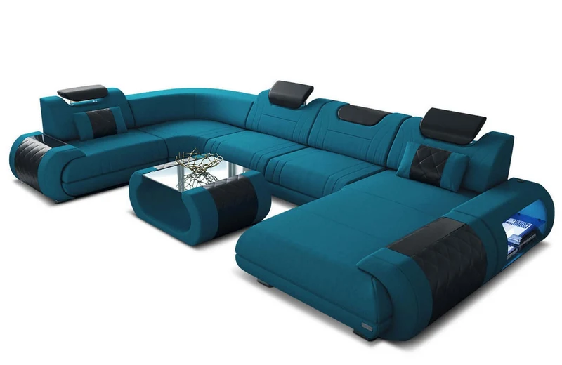 Wohnlandschaft Rimini U-Form aus Stoff
