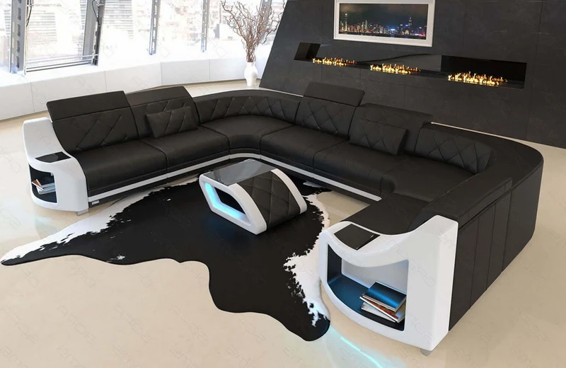 Designsofa Genua U-Form aus Leder