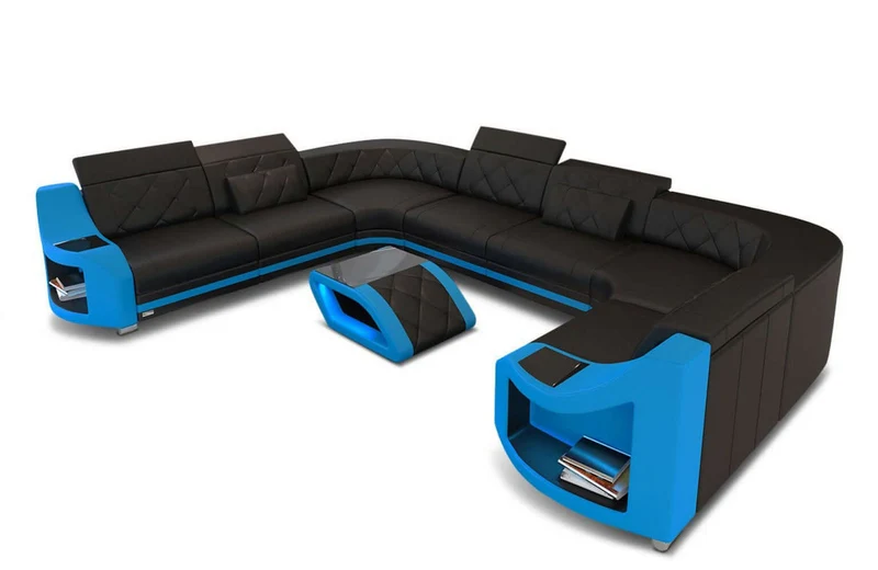 Mini Sofa Genua U-Form aus Leder