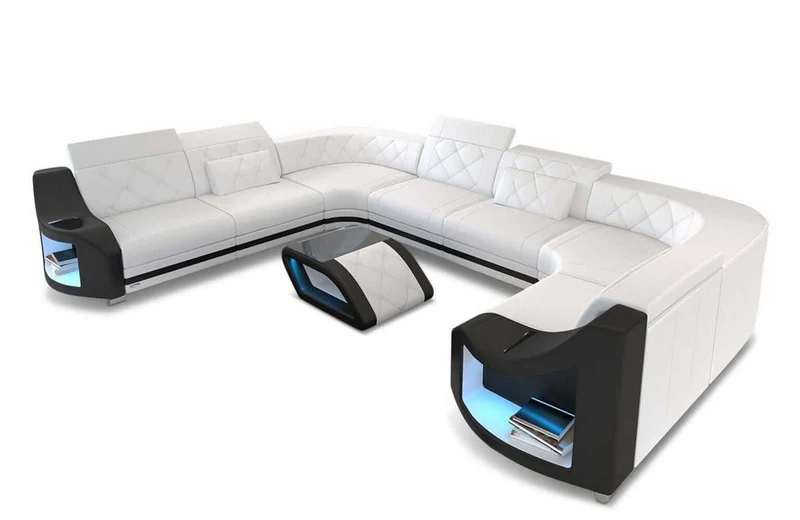 Mini Sofa Genua U-Form aus Leder