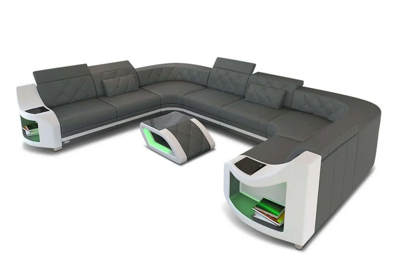 Mini Sofa Genua U-Form aus Leder